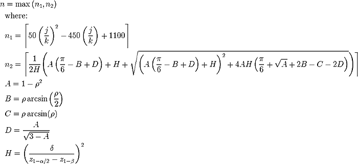 Lower bound sample size for a structural equation model formula