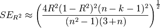 Standard error for an R<sup>2</sup> value (Olkin and Finn's approximation) formula