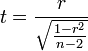 t-value for a Pearson correlation formula