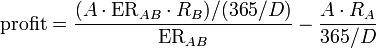 Arbitrage profit for a currency exchange formula