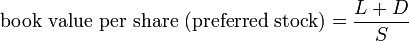 Book value per share of preferred stock formula