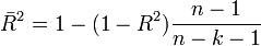 Adjusted R<sup>2</sup> formula