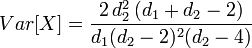 Variance for an F-distribution random variable formula