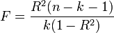 F-value for multiple regression formula