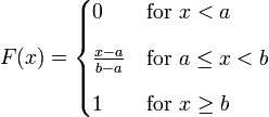 Continuous uniform distribution cumulative distribution function (CDF) formula
